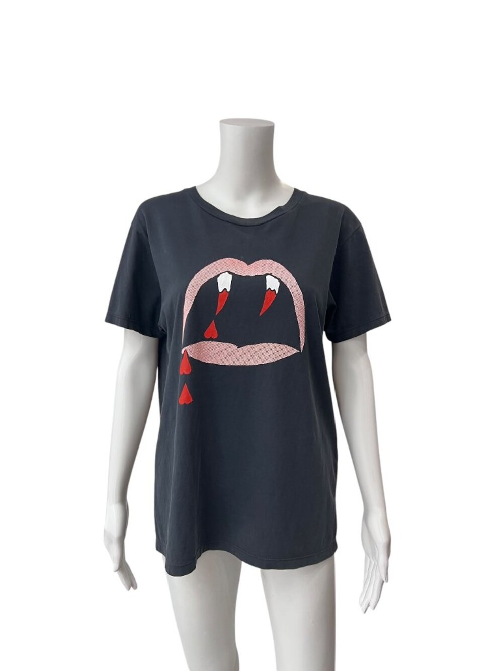 Saint Laurent 2015 Black Cotton Blood Luster Hedi Slimane T-Shirt size Small
